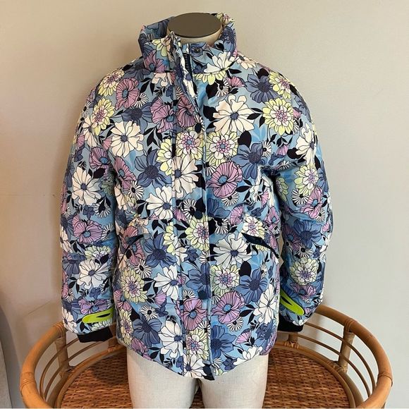 Zara Other - Zara ski jacket kids girls size 10 blue retro floral coat snow suit